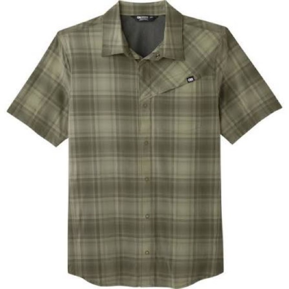 Outdoor Research Astroman Sun Shirt XXL Olive Green Plaid Short-Sleeve Shirt